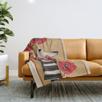 Striped Dog with Poppies Throw Blanket Gallery Image 1