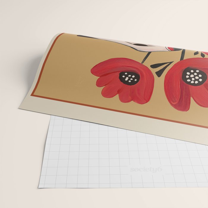 Striped Dog with Poppies Wrapping Paper Gallery Image 2