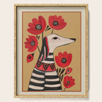 Striped Dog with Poppies Serving Tray Gallery Image 1