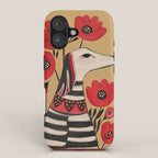 Striped Dog with Poppies iPhone Case Gallery Image 1