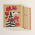 Striped Dog with Poppies Wrapping Paper Gallery Image 3