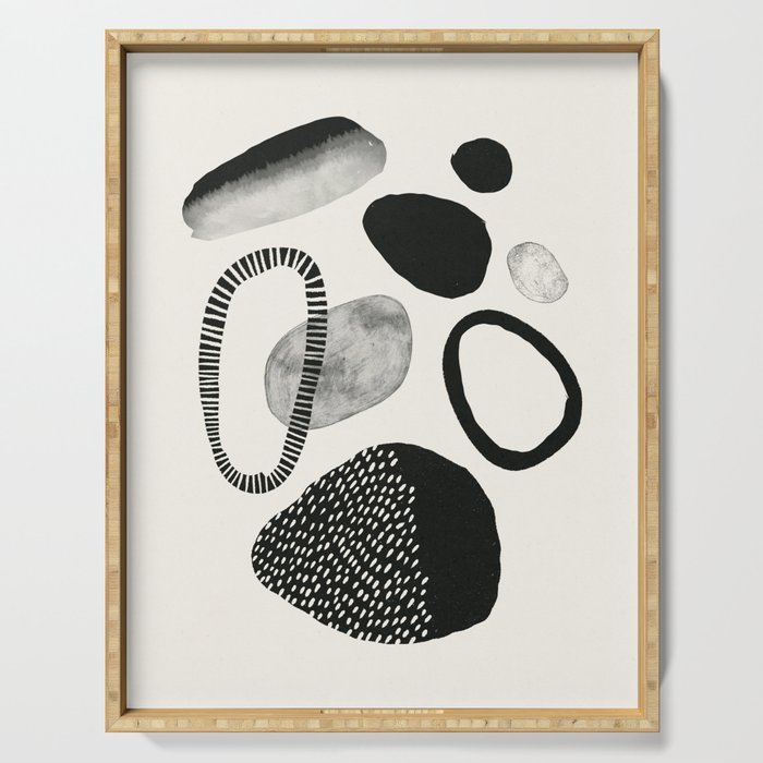 Monochrome Abstract Shapes #1  Serving Tray Gallery Image 1