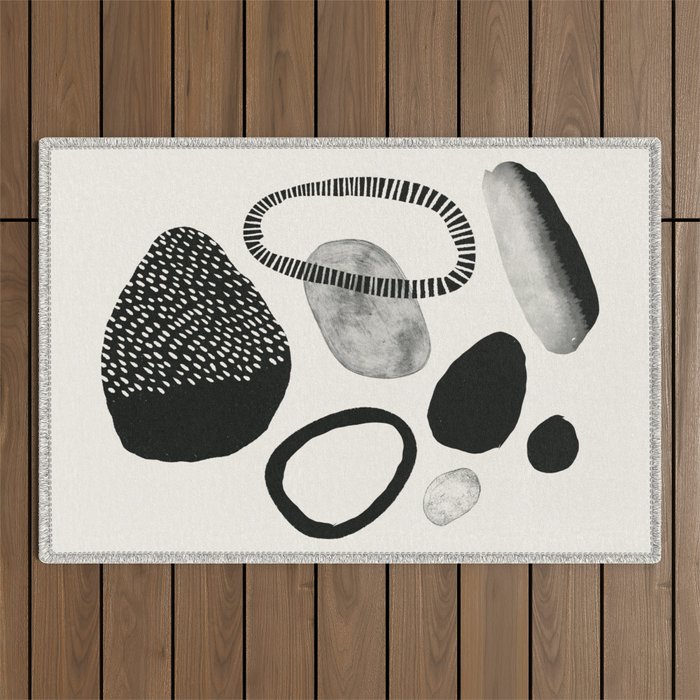 Monochrome Abstract Shapes #1  Outdoor Rug Gallery Image 1