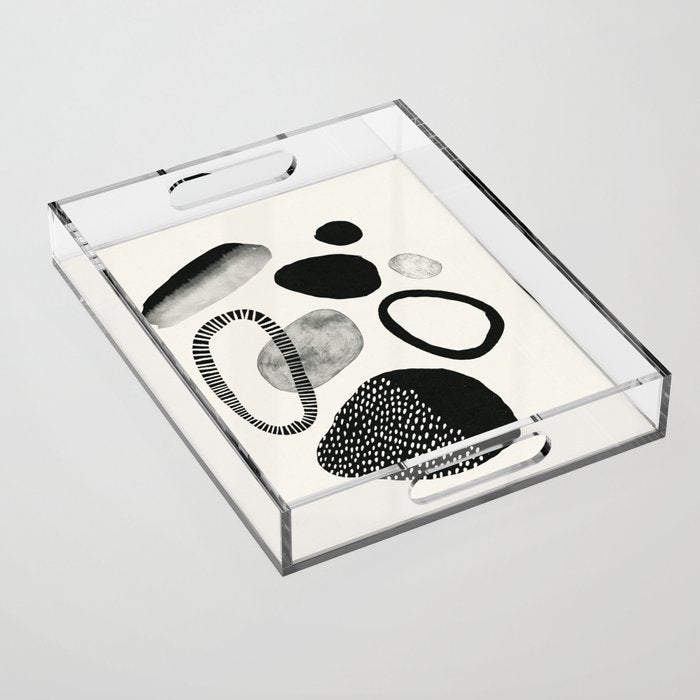 Monochrome Abstract Shapes #1  Acrylic Tray Gallery Image 1