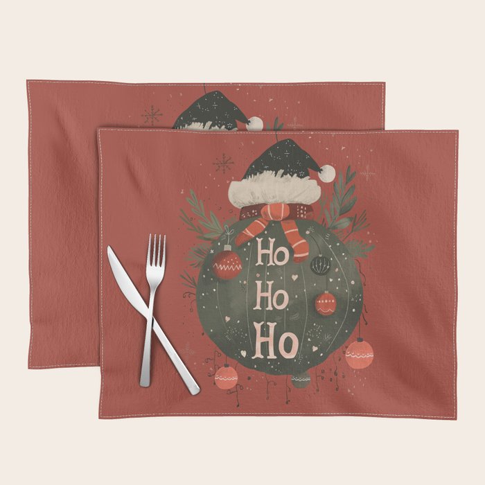 Festive Ho Ho Ho Bauble Red  Placemat Gallery Image 1