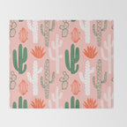 Cactus plant doodle art pattern Throw Blanket Gallery Image 2