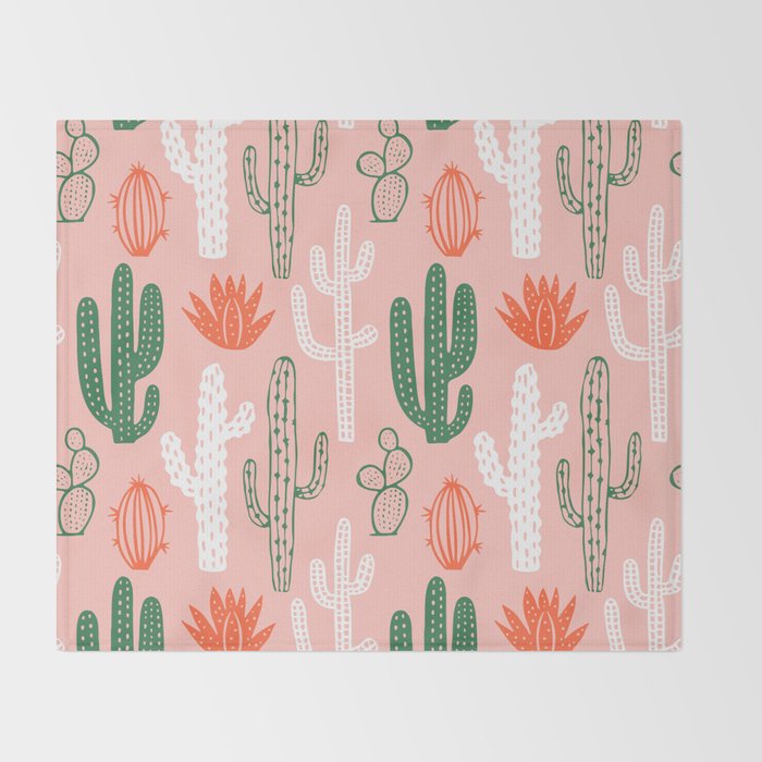 Cactus plant doodle art pattern Throw Blanket Gallery Image 2