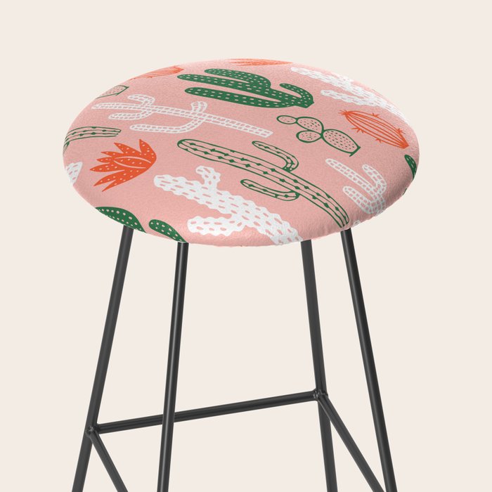 Cactus plant doodle art pattern Stool Gallery Image 2