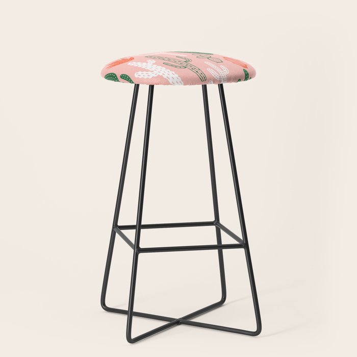 Cactus plant doodle art pattern Stool Gallery Image 1