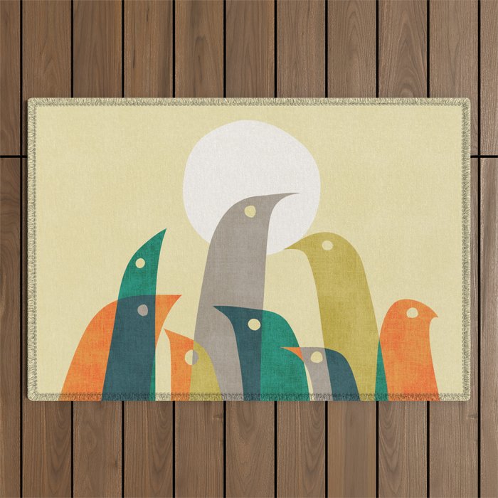 Wild birds at the beach Outdoor Rug Gallery Image 1