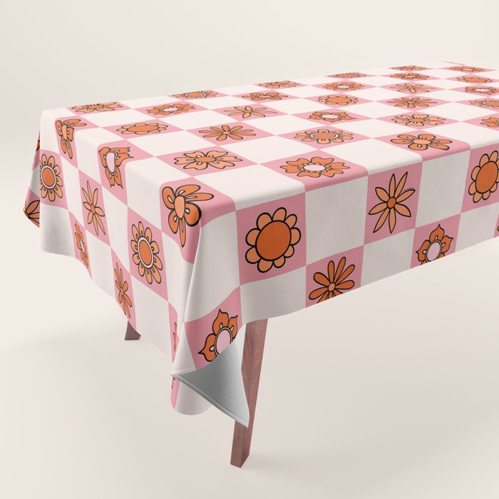 Fall Flower Print in Pink Tablecloth Gallery Image 1