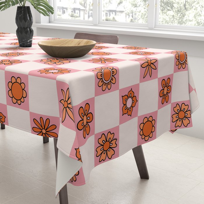Fall Flower Print in Pink Tablecloth Gallery Image 3