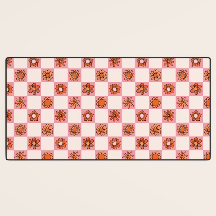 Fall Flower Print in Pink Desk Mat Gallery Image 3