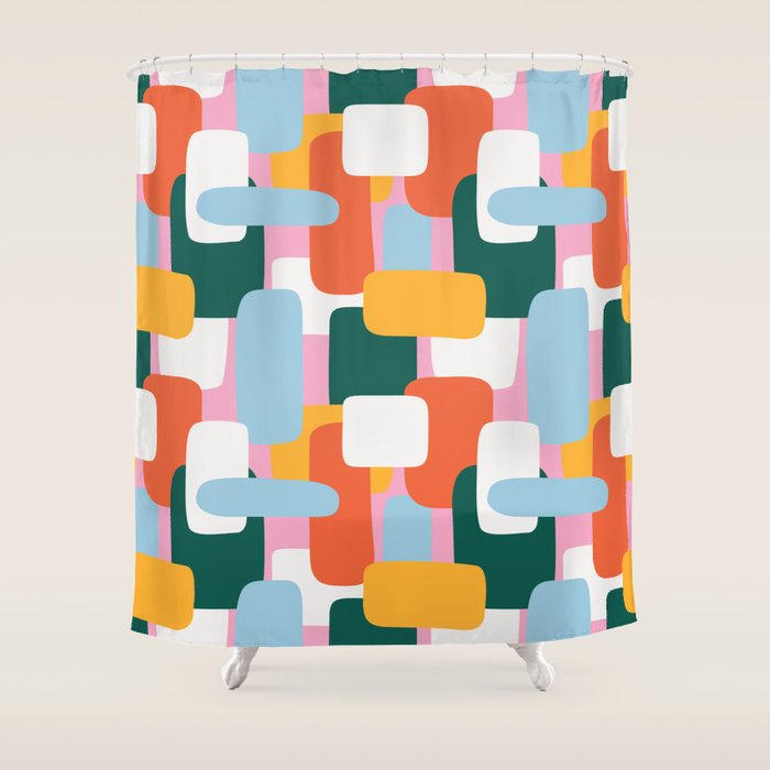 Abstract geometric shape art pattern Shower Curtain Gallery Image 1