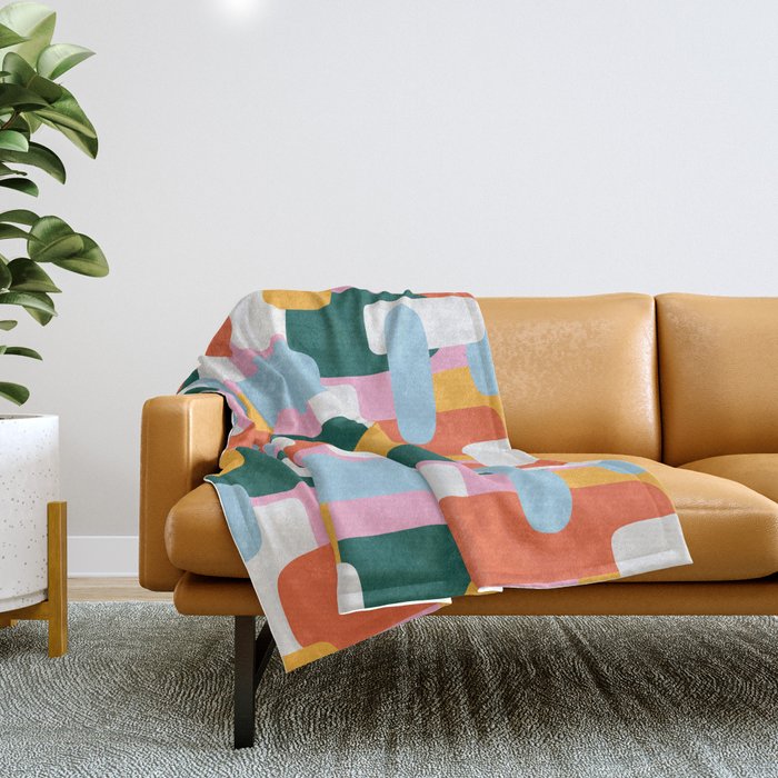 Abstract geometric shape art pattern Throw Blanket Gallery Image 1
