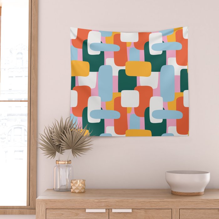 Abstract geometric shape art pattern Wall Tapestry Gallery Image 2