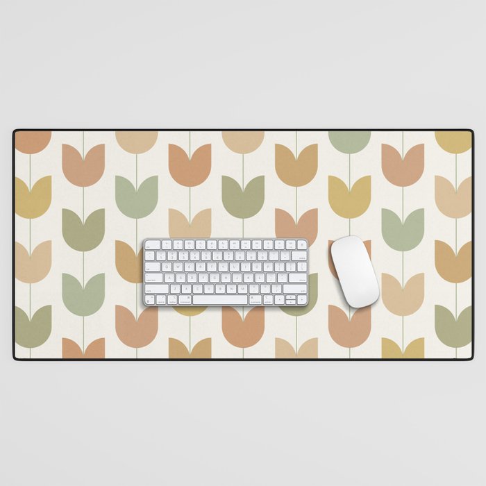 Spring Tulips XII Neutral Multicolor Mid Century Flowers Desk Mat Gallery Image 1