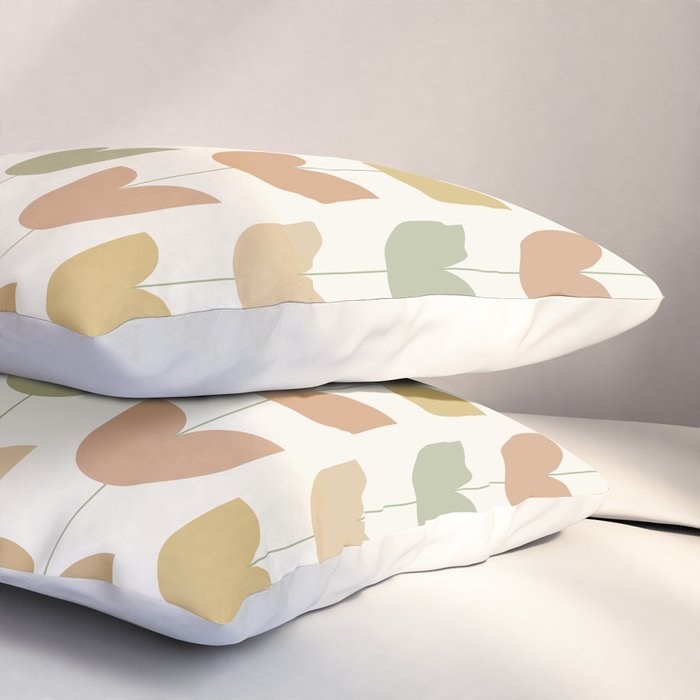 Spring Tulips XII Neutral Multicolor Mid Century Flowers Pillow Sham Gallery Image 3