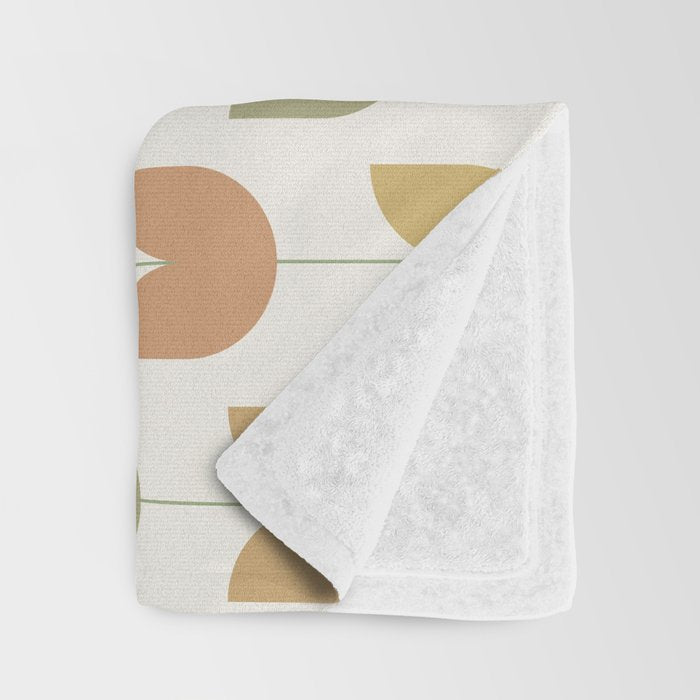Spring Tulips XII Neutral Multicolor Mid Century Flowers Throw Blanket Gallery Image 3