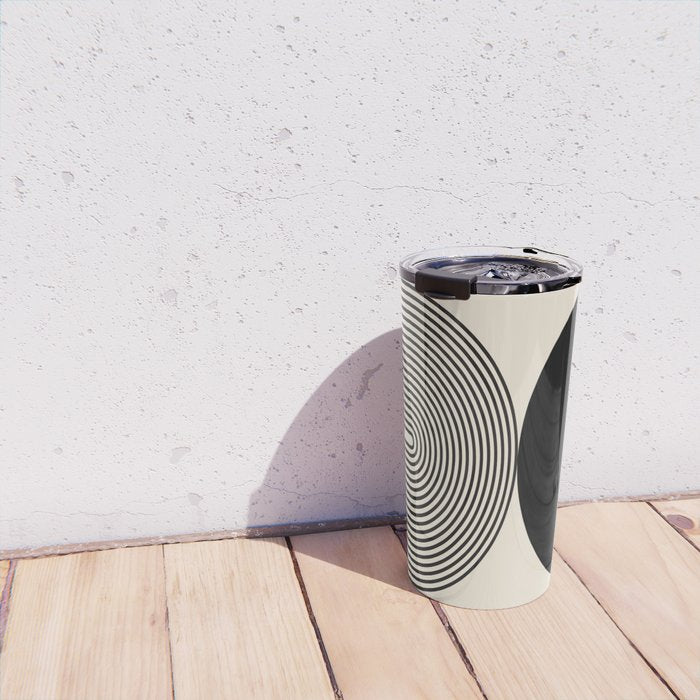 Abstraction_BLACK_DOT_LINE_ART_Minimalism_003C Travel Mug Gallery Image 4