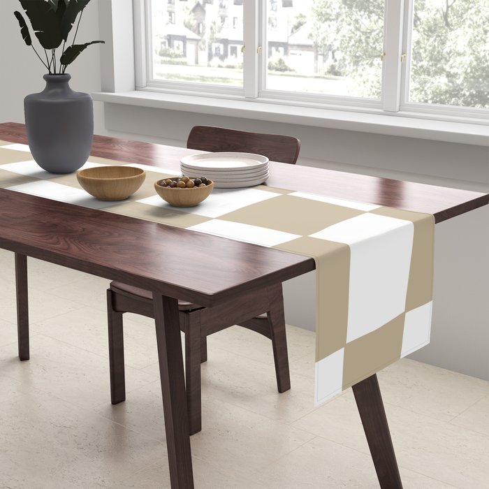Hand Drawn Checkerboard Pattern (tan/white) Table Runner Gallery Image 2