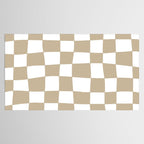 Hand Drawn Checkerboard Pattern (tan/white) Tablecloth Gallery Image 2