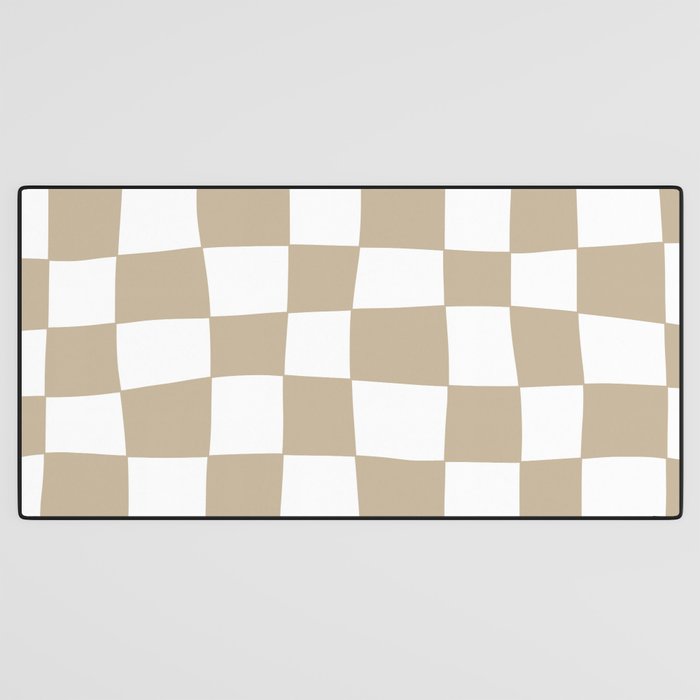 Hand Drawn Checkerboard Pattern (tan/white) Desk Mat Gallery Image 3