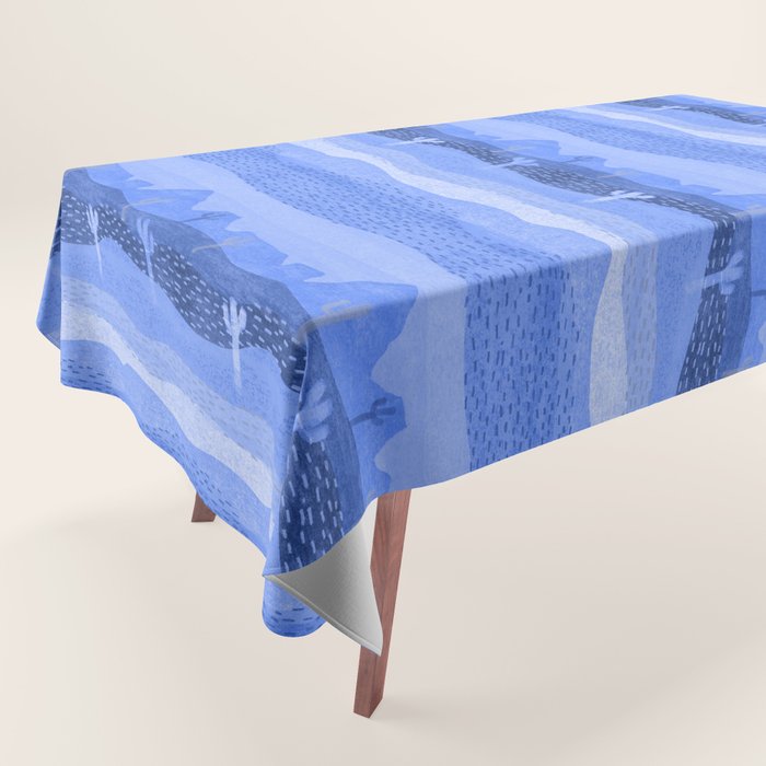 Vintage Western Desert Landscape in Night Blue Tablecloth Gallery Image 1