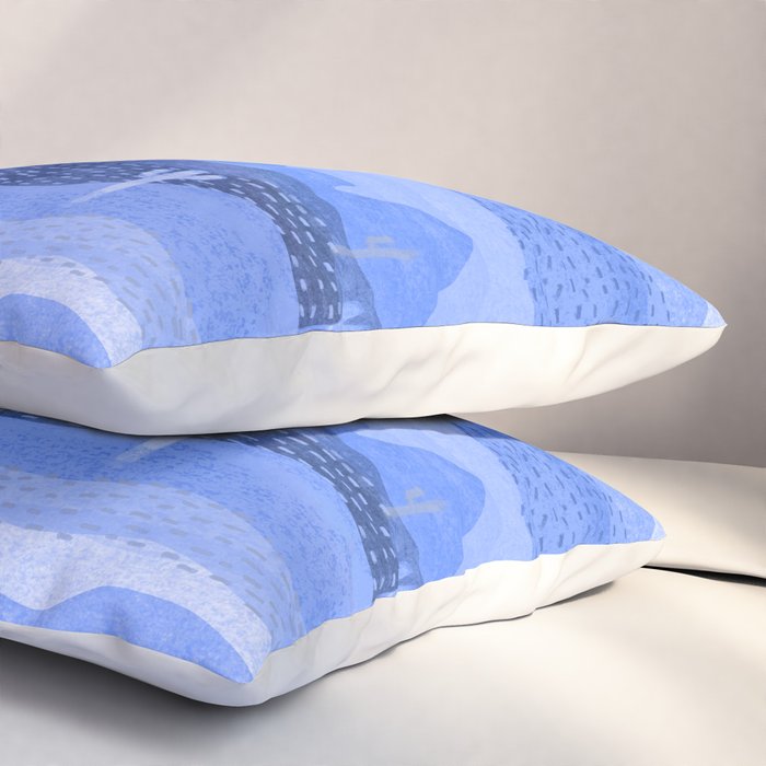 Vintage Western Desert Landscape in Night Blue Pillow Sham Gallery Image 3