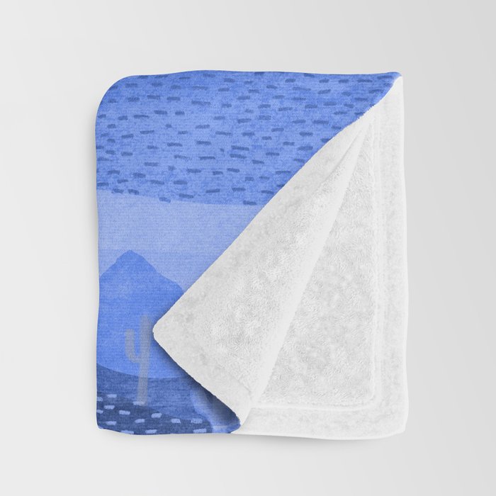 Vintage Western Desert Landscape in Night Blue Throw Blanket Gallery Image 3