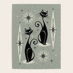 Mid Century Meow Retro Atomic Cats - Gray Poster Gallery Image 4