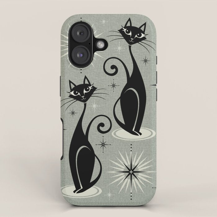 Mid Century Meow Retro Atomic Cats - Gray iPhone Case Gallery Image 1