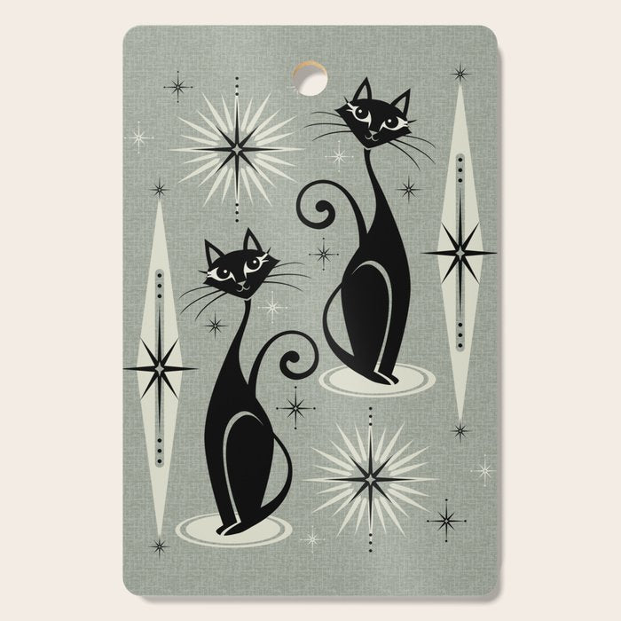 Mid Century Meow Retro Atomic Cats - Gray Cutting Board Gallery Image 1