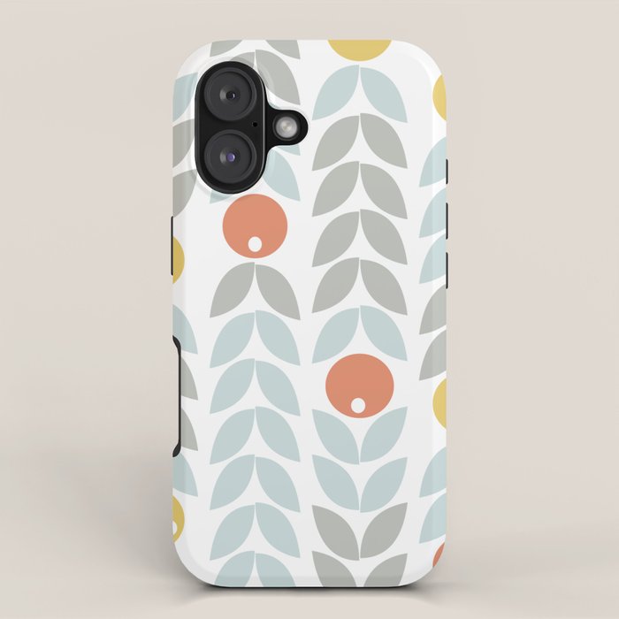 Mid Century Modern Retro Leaf and Circle Pattern iPhone Case Gallery Image 1