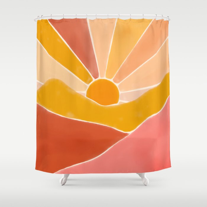 Wonderful Sunset Boho Shower Curtain Gallery Image 1