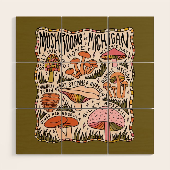 Mushrooms of Michigan Wood Wall Art Gallery Image 1