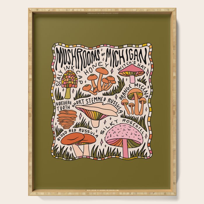 Mushrooms of Michigan Serving Tray Gallery Image 1
