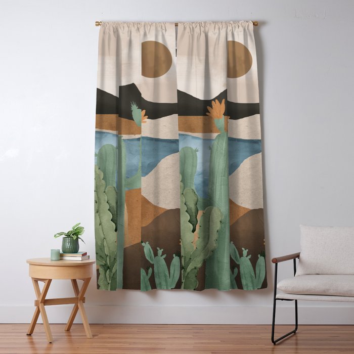 Cactus Landscape 2 Window Curtain Gallery Image 1