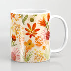 Watercolor flowers, orange, red, boho, pretty, bright colours Coffee Mug Gallery Image 1