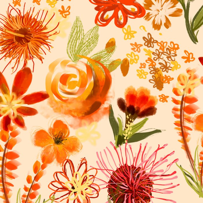 Watercolor flowers, orange, red, boho, pretty, bright colours Coffee Mug Gallery Image 2