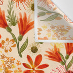 Watercolor flowers, orange, red, boho, pretty, bright colours Wall Tapestry Gallery Image 3