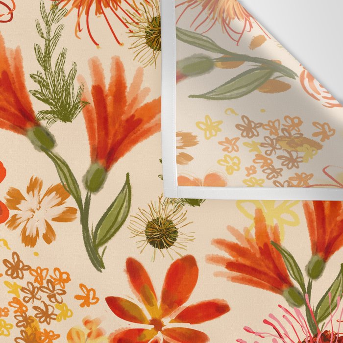 Watercolor flowers, orange, red, boho, pretty, bright colours Wall Tapestry Gallery Image 3