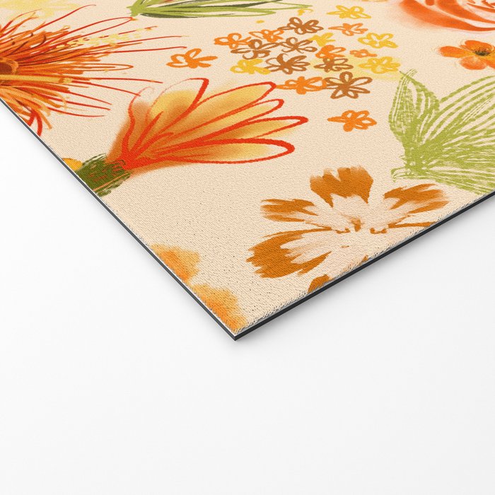 Watercolor flowers, orange, red, boho, pretty, bright colours Welcome Mat Gallery Image 2