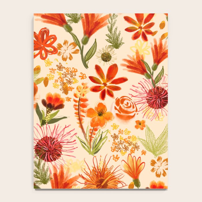 Watercolor flowers, orange, red, boho, pretty, bright colours Notebook Gallery Image 4