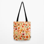 Watercolor flowers, orange, red, boho, pretty, bright colours Tote Bag Gallery Image 2