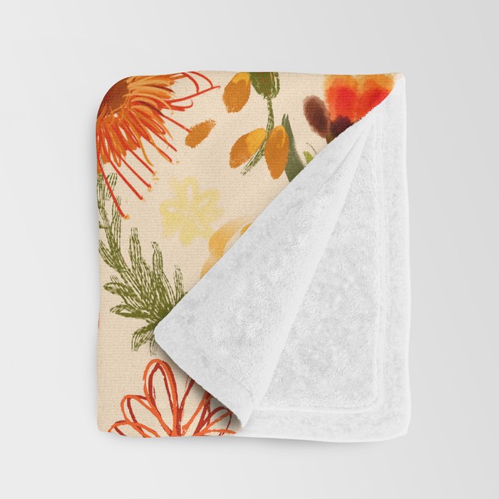 Watercolor flowers, orange, red, boho, pretty, bright colours Throw Blanket Gallery Image 3