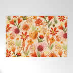 Watercolor flowers, orange, red, boho, pretty, bright colours Welcome Mat Gallery Image 1