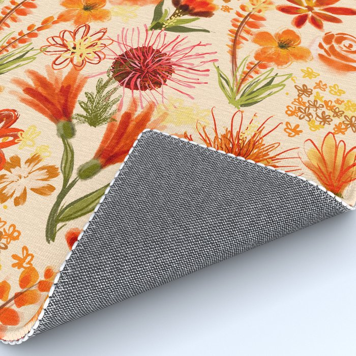 Watercolor flowers, orange, red, boho, pretty, bright colours Rug Gallery Image 4