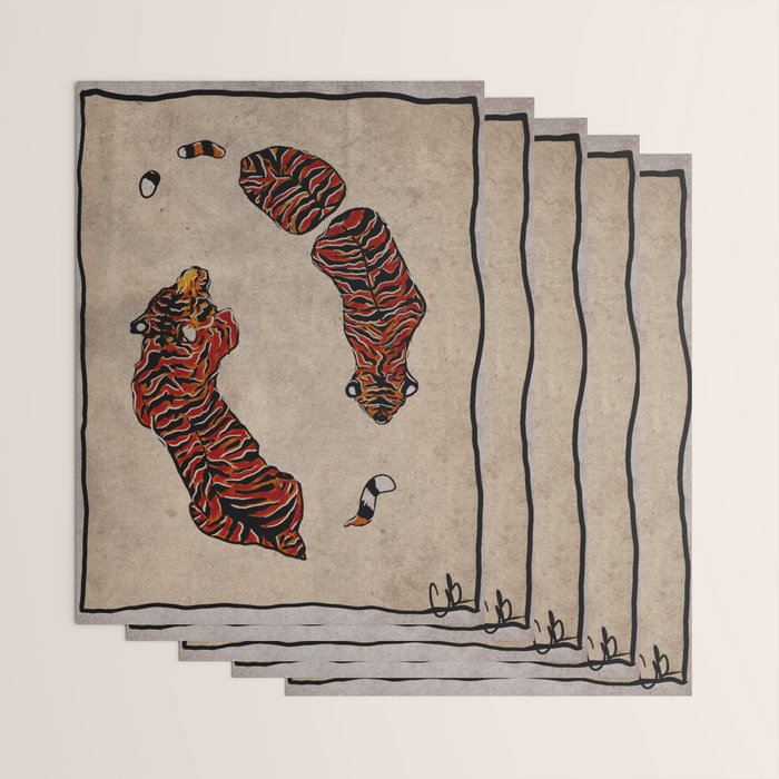 Two Tigers -- Ukiyo-e Style Wrapping Paper Gallery Image 3