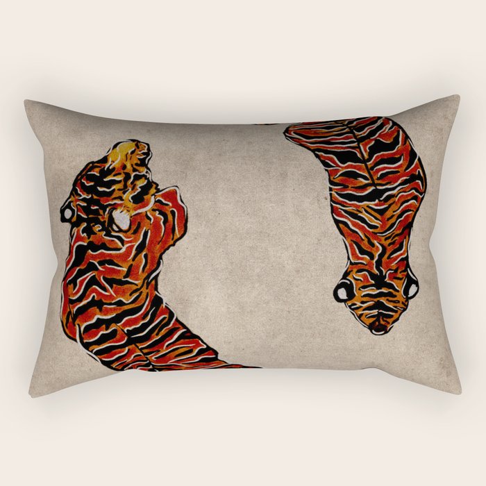Two Tigers -- Ukiyo-e Style Rectangular Pillow Gallery Image 2